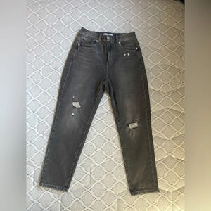 Dyndnm Claudia High Rise Mom Gray Distressed Jeans 29